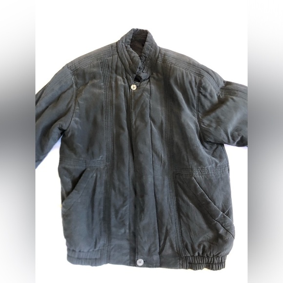 Vtg Oversized Silk Bomber Jacket - Picture 7 of 16